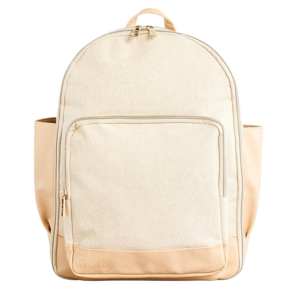 BEIS The travel Backpack in Beige Canvas